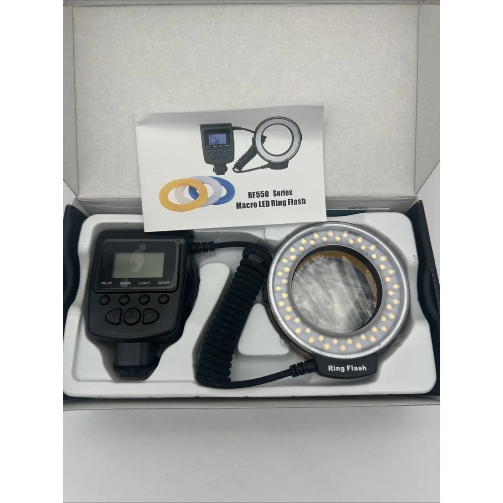Neewer‎ 48 Macro LED Ring Flash W/ Power Control, Adapter Rings Diffusers R550